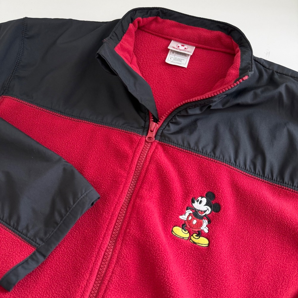 Disney‎ Mickey Mouse Fleece Red Black Full Zip Jacket Men's Large